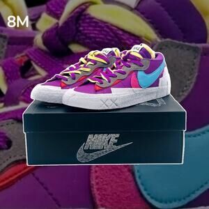 •DS• Blazer Low Sacai X Kaws Purple Dust Shoes • 8M/9.5W